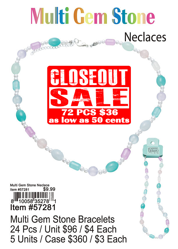 Multi Gemstone Necklaces - Closeout 72 Pcs.